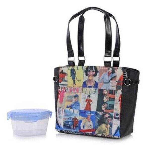 Elle Gourmet Insulated Lunch Bag 2 Zippered Compartments Large Capacity Glam - Picture 2 of 14